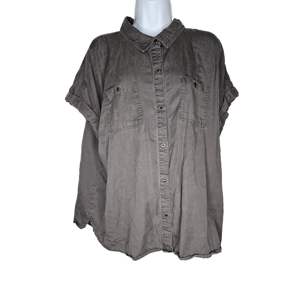 Westbound XL 100% Tencel Lyocell Button Down Shirt Gray Oversized